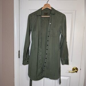 Abercrombie & Fitch Olive Casual Button Up Shirt Mini Dress Preppy